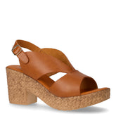 Sandalo in pelle con tacco cuoio - Sandali Con Tacco Donna | Boscaini Scarpe