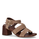 Sandalo scamosciato con tacco in pelle cacao - Sandali Con Tacco Donna | Boscaini Scarpe
