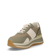 Sneaker in ecopelle e tessuto con zeppa verde nabuk | Boscaini Scarpe