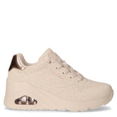 Uno Wedge Safari Daze sneaker in ecopelle con zeppa off white | Boscaini Scarpe