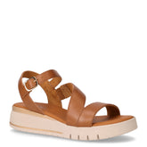 Sandalo in pelle con cinturini incrociati e zeppa cuoio - Sandali Con Tacco Donna | Boscaini Scarpe