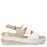 Sandalo in pelle con zeppa bianco beige | Boscaini Scarpe