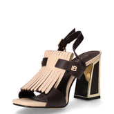 Sandalo in ecopelle con tacco marrone beige | Boscaini Scarpe
