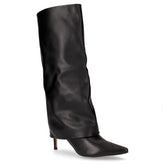 Stivale in ecopelle con risvolto e tacco nero - QUEEN HELENA | Boscaini Scarpe