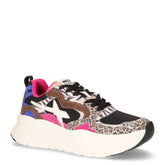 Mia sneaker in pelle e tessuto marrone nero fuxia - W6YZ | Boscaini Scarpe