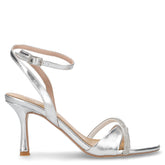 Sandalo con tacco in ecopelle argento | Boscaini Scarpe