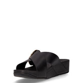 Ciabatta con zeppa in pelle e gomma nero | Boscaini Scarpe