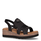 Sandalo con zeppa in ecopelle nero - Sandali Con Tacco Donna | Boscaini Scarpe