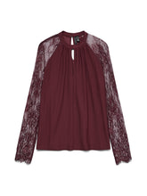 Maglia elegante con maniche in pizzo vino | Boscaini Scarpe