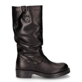 Stivale biker in pelle stropicciata nero | Boscaini Scarpe