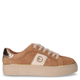 Sneaker in pelle scamosciata con platform cammello | Boscaini Scarpe