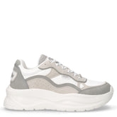 Sprint sneaker in ecopelle e tessuto grigio crema | Boscaini Scarpe
