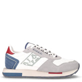 Sneaker in pelle e tessuto bianco grigio navy | Boscaini Scarpe