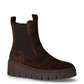 Stivaletto in pelle scamosciata con zeppa mocca | Boscaini Scarpe