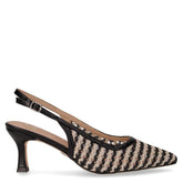 Slingback in rafia ed pelle con tacco nero | Boscaini Scarpe