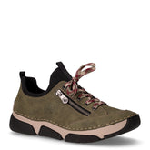 Sneaker in ecopelle con zip laterale verde liana nero | Boscaini Scarpe