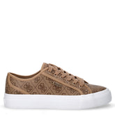 Sneaker in ecopelle con logo all-over marrone milk | Boscaini Scarpe