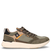 Neil sneaker in tessuto e pelle oliva beige | Boscaini Scarpe