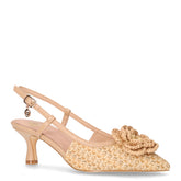 Slingback con tacco a punta in ecopelle cammello | Boscaini Scarpe