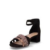 Sandalo in tessuto ecopelle nero leopardato | Boscaini Scarpe