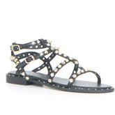 Sandalo con borchie nero platino - Sandali Donna | Boscaini Scarpe