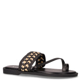 Ciabatta infradito in rafia ed ecopelle nero | Boscaini Scarpe