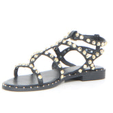 Sandalo con borchie nero platino | Boscaini Scarpe