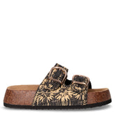 Ciabatta in rafia con platform nero beige | Boscaini Scarpe