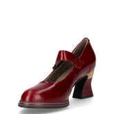 Décolleté in pelle con decori floreali e cinturino vino | Boscaini Scarpe