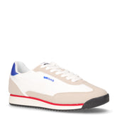 Domingo Mix sneaker in ecopelle e tessuto bianco blu beige - Sneakers Uomo | Boscaini Scarpe