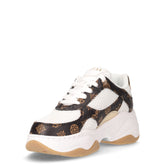 Sneaker in ecopelle e tessuto bianco marrone | Boscaini Scarpe