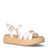 Sandalo con platform in ecopelle bianco | Boscaini Scarpe