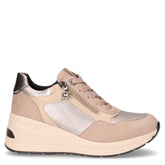 Sneaker in ecopelle con zeppa kaki beige - QUEEN HELENA | Boscaini Scarpe