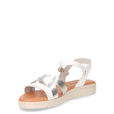 Sandalo in pelle bianco argento | Boscaini Scarpe
