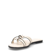 Ciabatta in ecopelle con fascette intrecciate bianco | Boscaini Scarpe