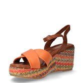 Sandalo con zeppa in ecopelle mango marrone | Boscaini Scarpe