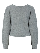 Maglione con scollo a V incrociato in maglia grigio | Boscaini Scarpe
