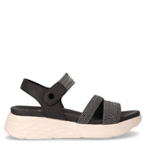 Sandalo in tessuto ed ecopelle con zeppa nero - TOO LIKE | Boscaini Scarpe
