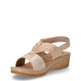 Sandalo in ecopelle con zeppa platino | Boscaini Scarpe