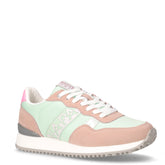 Sneaker in ecopelle e tessuto verde rosa | Boscaini Scarpe