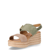 Sandalo con zeppa in pelle salvia | Boscaini Scarpe