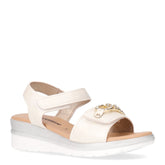 Sandalo in ecopelle con zeppa avorio - Sandali Con Tacco Donna | Boscaini Scarpe