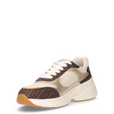LJ01 sneaker in pelle e tessuto bianco marrone oro | Boscaini Scarpe