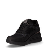 Sneaker in tessuto d ecopelle con zeppa nero | Boscaini Scarpe