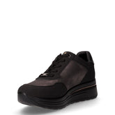 Sneaker in tessuto e pelle con zeppa metal nero grigio | Boscaini Scarpe