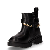 Stivaletto in ecopelle con catena e charms bambina nero | Boscaini Scarpe