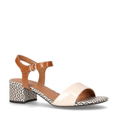 Sandalo in ecopelle con tacco avorio marrone - Sandali Con Tacco Donna | Boscaini Scarpe
