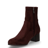 Tronchetto in tessuto scamosciato con zip marrone scuro | Boscaini Scarpe