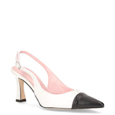 Décolleté slingback a punta in ecopelle bianco nero - DU SIMON | Boscaini Scarpe