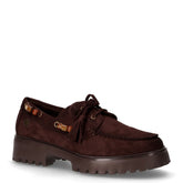 Stringata casual in tessuto con nappine marrone | Boscaini Scarpe
